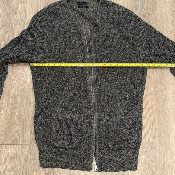 All Saints men's gray open knit cardigan with zipper, size L - Picture 6 of 8